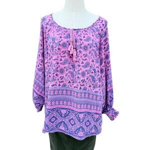 Spell & The Gypsy Journey Blouse Womens S Purple Peasant Top Boho Romantic